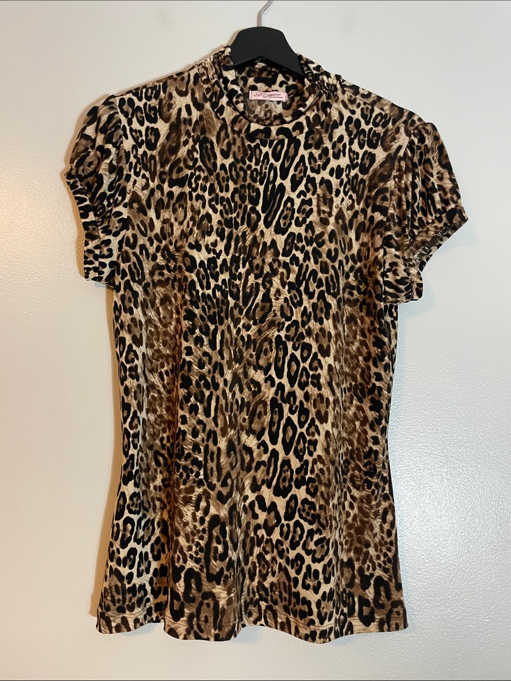 Leopard Print Short Sleeve Tee - Brown/Cream